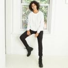 Women's Long Sleeve Boxy Waffle Knit T-shirt - Wild Fable White