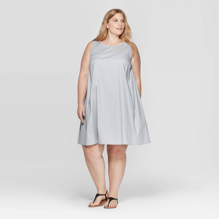 Women's Plus Size Sleeveless Scoop Neck Tank Dress - Prologue Gray X