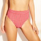 Women's Gingham High Waist Bikini Bottom - Xhilaration Red Gingham Xl, Calypso Red