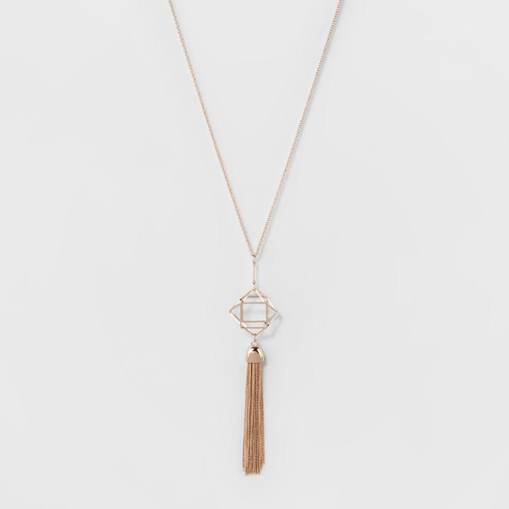 Target Geo Case And Tassel Long Pendant Necklace - A New Day Rose Gold, Women's