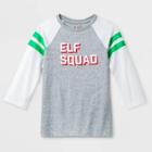Kids' Elf Squad Raglan Sleeve Graphic T-shirt - Cat & Jack Heather Gray S, Kids Unisex,