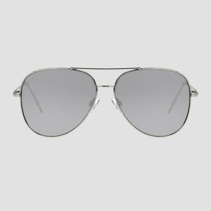 Women's Aviator Metal Sunglasses - A New Day Silver, Grey/silver