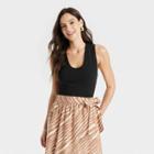 Women's U-neck Slim Fit Tank Top - A New Day Black