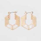 Semi-precious White Jade Hexagon Hoop Earrings - Universal Thread White, Women's
