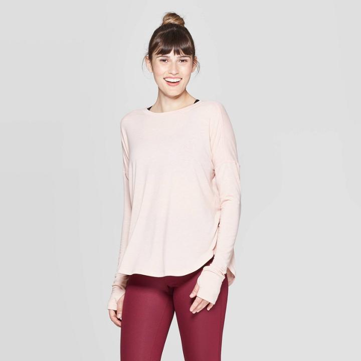 Women's Long Sleeve Draped T-shirt - C9 Champion Light Pink Heather