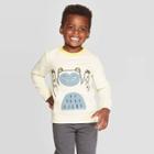 Toddler Boys' Yeti Graphic Fleece Crew-neck Sweatshirt - Cat & Jack Cream 12m, Toddler Boy's, White