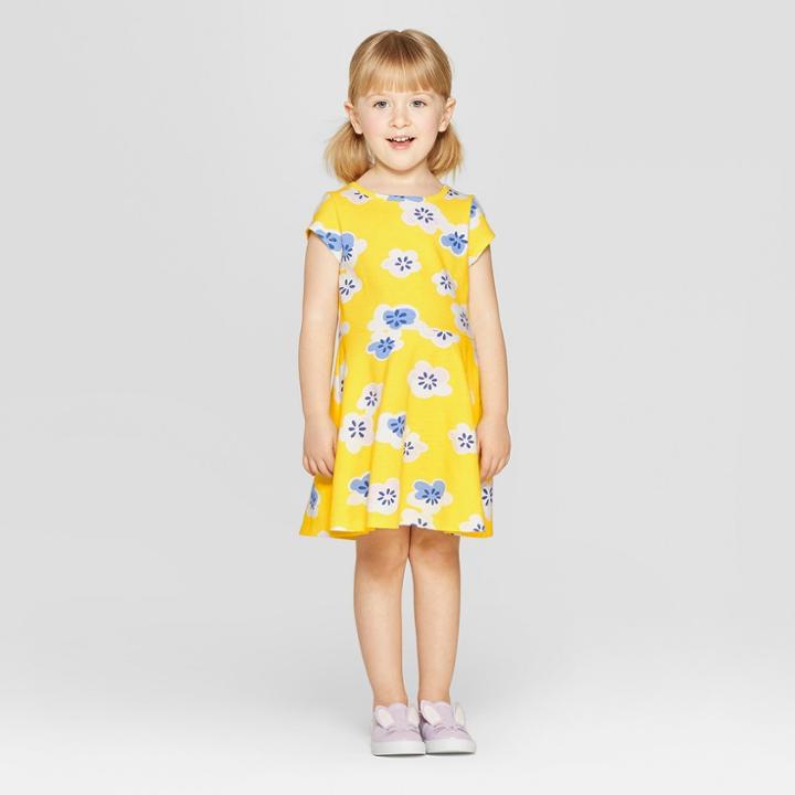 Toddler Girls' Floral Dress - Cat & Jack Yellow