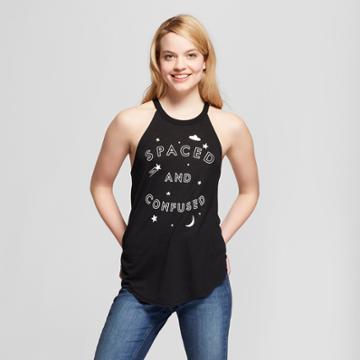 Women's Spaced And Confused Stars High Neck Tank Top - Modern Lux (juniors') - Black