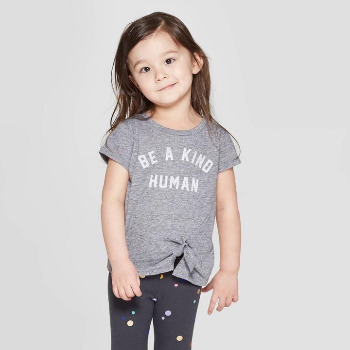 Grayson Mini Toddler Girls' Graphic Short Sleeve T-shirt - Charcoal