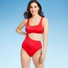 Women's Textured Ribbed Side Cut Out Medium Coverage One Piece Swimsuit - Kona Sol