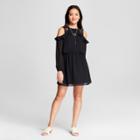 Women's Cold Shoulder Ruffle Dress - 3hearts (juniors') Black