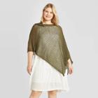 Women's Plus Size Open Weave Kimono - A New Day Olive One Size, Women's, Green