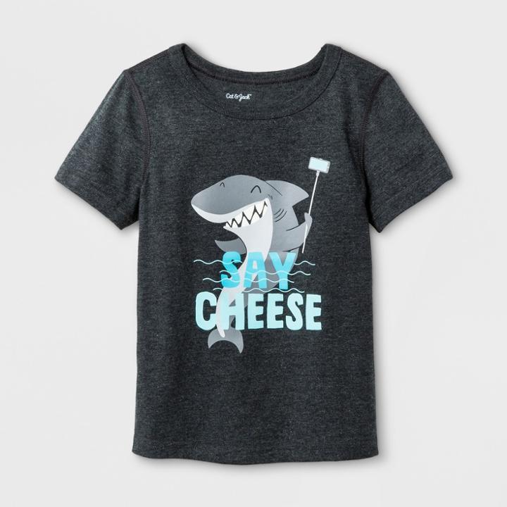 Toddler Boys' Adaptive Short Sleeve Shark Graphic T-shirt - Cat & Jack Black