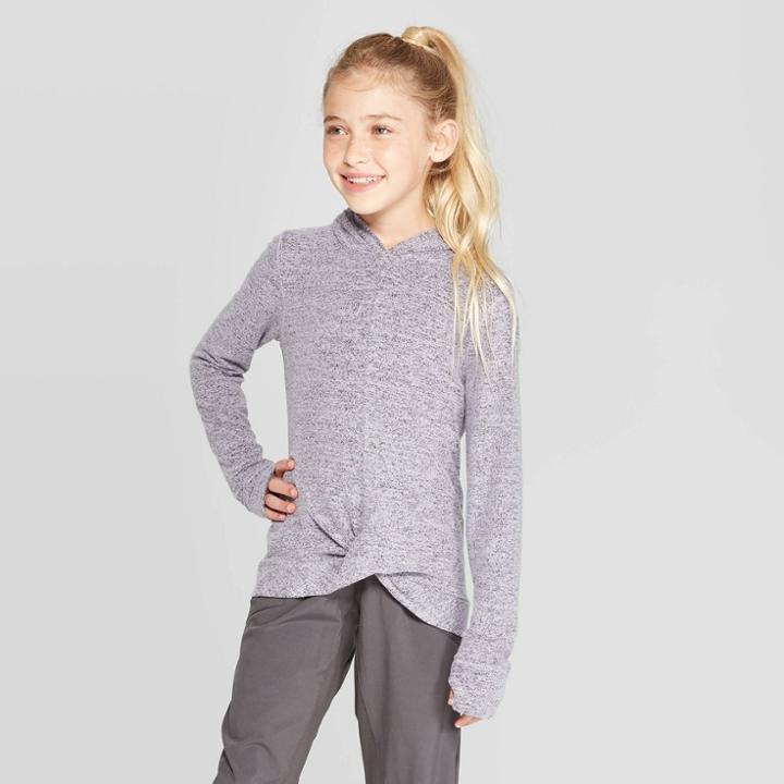 Girls' Twist Front Cozy Long Sleeve Hoodie - C9 Champion Lilac Purple