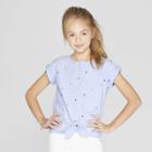 Girls' Tie Front Short Sleeve Top - Cat & Jack Blue
