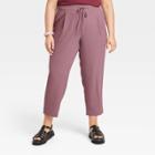 Women's Plus Size High-rise Tapered Fluid Ankle Pull-on Pants - A New Day Purple