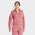 Women's Collared Split Neck Pullover Sweater - A New Day Pink