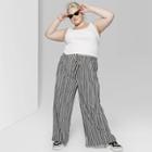 Women's Plus Size Striped High-rise Wide Leg Pants - Wild Fable Black/white