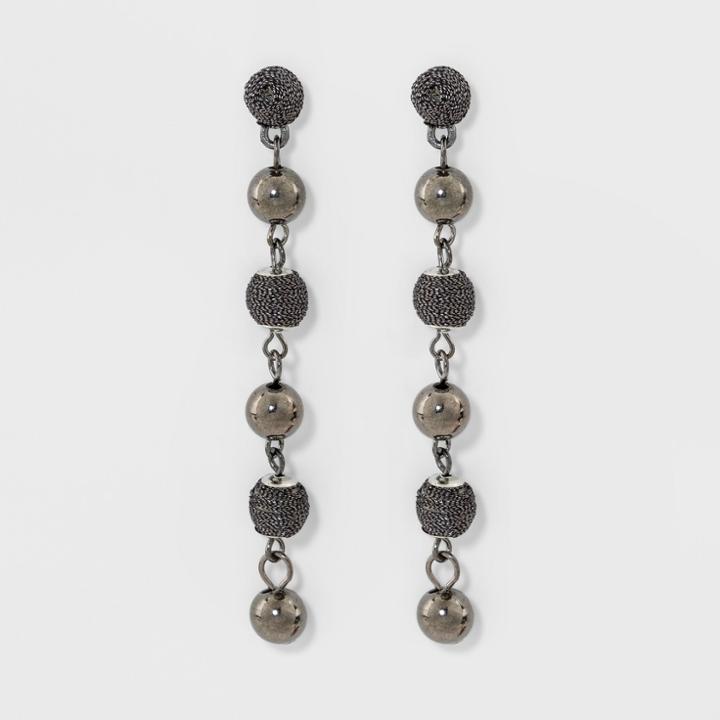 Linear Metallic Wrapped Beaded Drop Earrings - A New Day Hematite