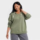 Women's Plus Size Fleece Hooded Sweatshirt - Universal Thread Green