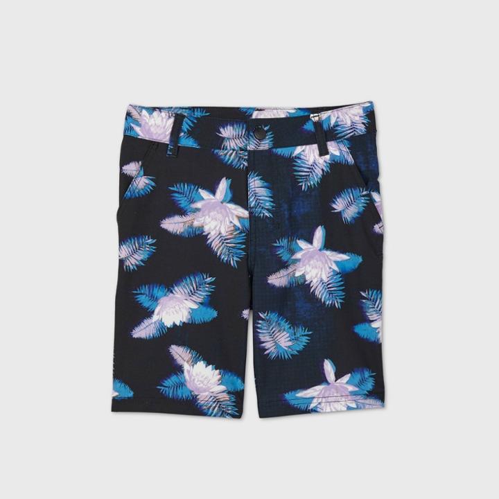 Boys' Floral Print Hybrid Swim Shorts - Art Class Navy