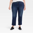 Women's Plus Size High-rise Slim Straight Fit Cropped Jeans - Universal Thread Dark Wash