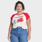 Modern Lux Women's Plus Size Firecracker Baby Doll Short Sleeve Graphic T-shirt - Off-white