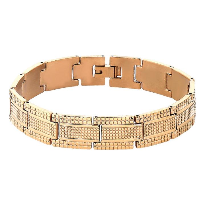 Men's West Coast Jewelry Goldplated Stainless Steel High Polish Dot Textured Bracelet, Gold