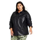 Women's Plus Size Long Sleeve Faux Leather Button-down Shirt - Nili Lotan X Target Black