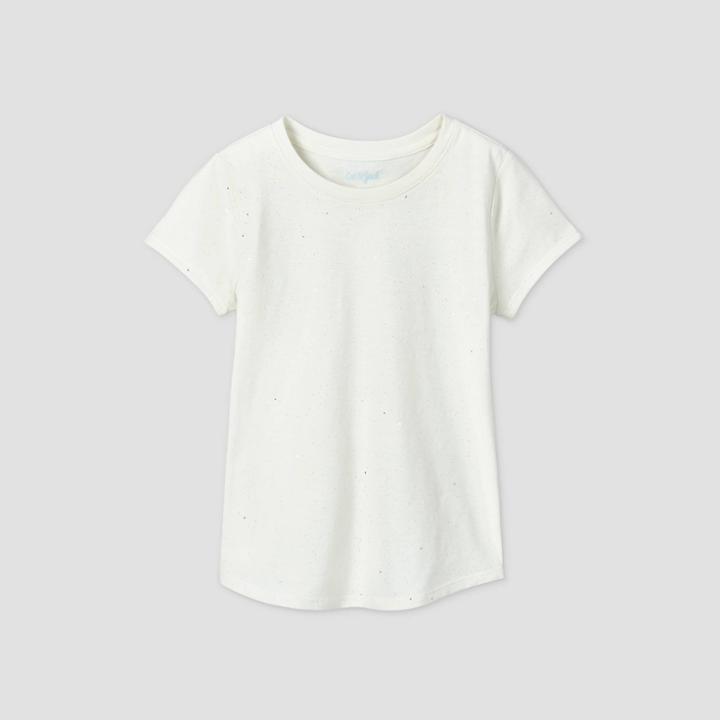 Girls' Short Sleeve Sparkle T-shirt - Cat & Jack Cream