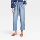 Women's Mid-rise Tie-front Cropped Wide Leg Pants - Knox Rose Blue