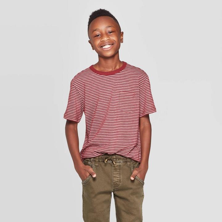 Petiteboys' Short Sleeve T-shirt - Cat & Jack Maroon S, Boy's, Size:
