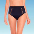 Women's Slimming Control High Waist Cut Out Bikini Bottom - Beach Betty By Miracle Brands Black