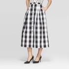 Women's Plaid Button Front A-line Midi Skirt - Who What Wear Black/white