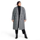 Women's Plus Size Plaid Double Breasted Overcoat - Nili Lotan X Target Gray
