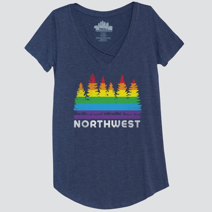 Women's Short Sleeve Northwest Rainbow Graphic T-shirt - Awake Navy