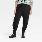 Women's Plus Size High-rise Fleece Ankle Jogger Pants - A New Day Black