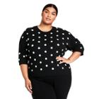 Women's Plus Size Polka Dot Crewneck Pullover Sweater - Victor Glemaud X Target Black