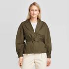 Women's Long Sleeve Belted Blazer - Who What Wear Green S, Women's,