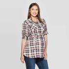Maternity Plaid Long Sleeve Collared Popover Tunic - Isabel Maternity By Ingrid & Isabel Cream M, Infant Girl's, White