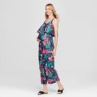 Maternity Floral Flounce Bodice Sleeveless Jumpsuit - Isabel Maternity By Ingrid & Isabel Navy Xl, Women's, Blue