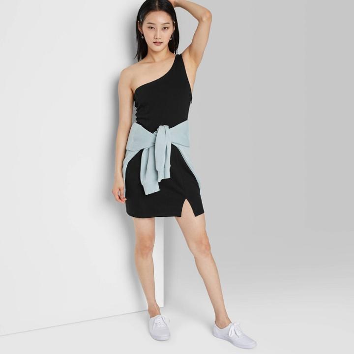 Women's One Shoulder Bodycon Dress - Wild Fable Black