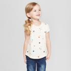 Toddler Girls' Short Sleeve T-shirt - Cat & Jack Cream/polka Dot