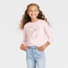 Girls' Long Sleeve Graphic T-shirt - Cat & Jack Light Pink