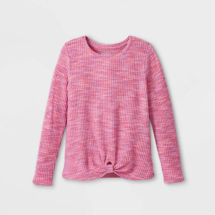 Girls' Printed Cozy Long Sleeve T-shirt - Cat & Jack Xs,