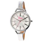 Women's Boum Champagne Watch With Genuine Leather Metallic-finish Strap-silver,