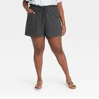 Women's Plus Size Mid-rise Tie Waist Utility Shorts - Universal Thread Gray