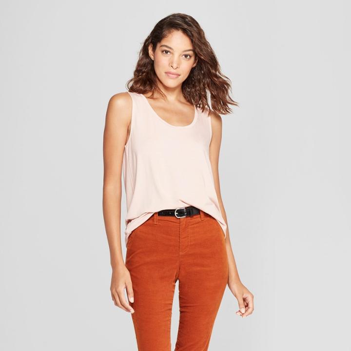 Women's Relaxed Scoop Neck Tank - A New Day Pink