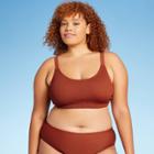 Juniors' Plus Size Smocked Bralette Bikini Top - Xhilaration Rust