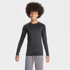 Boys' Long Sleeve Fitted Performance Crew Neck T-shirt - All In Motion Black